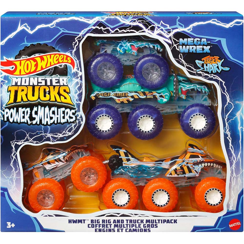 HW Monster Trucks Paquete de Autos Power Smashers HYJ29