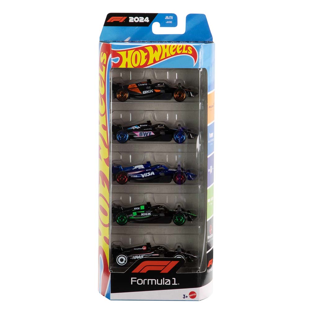 Hot Wheels Diecast Racing Paquete de 5 Autos Formula 1 JGF58, vehículos de juguete