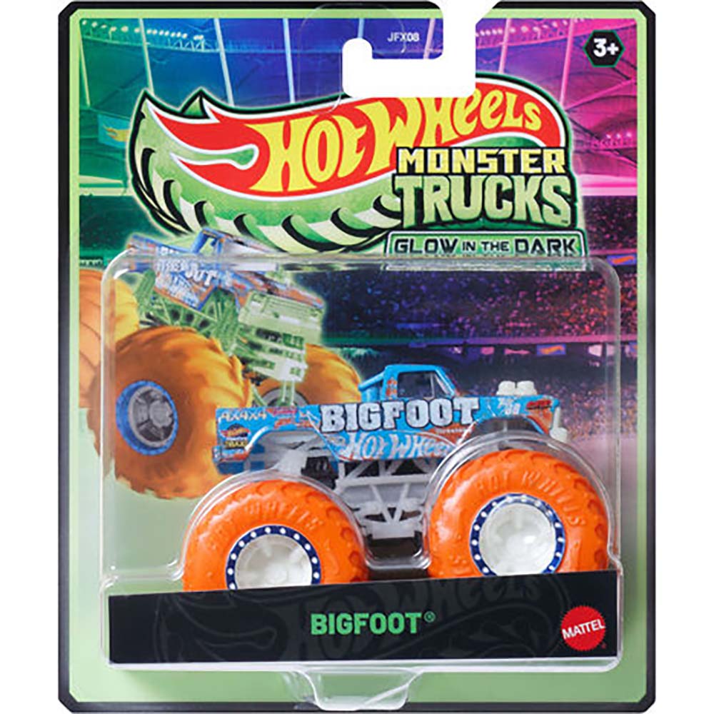 HW Monster Trucks Glow in the Dark Escala 1:64 Bigfoot JFX08
