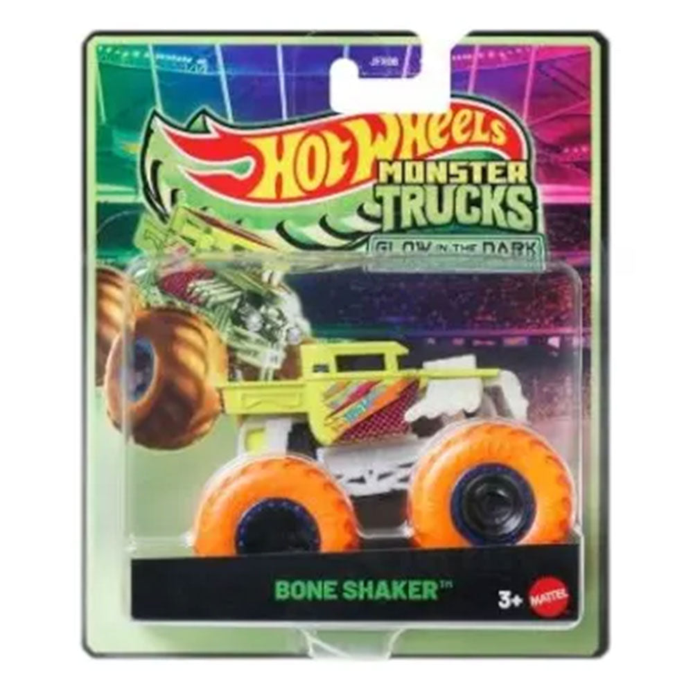 HW Monster Trucks Glow in the Dark Escala 1:64 Bone Shaker JFX08