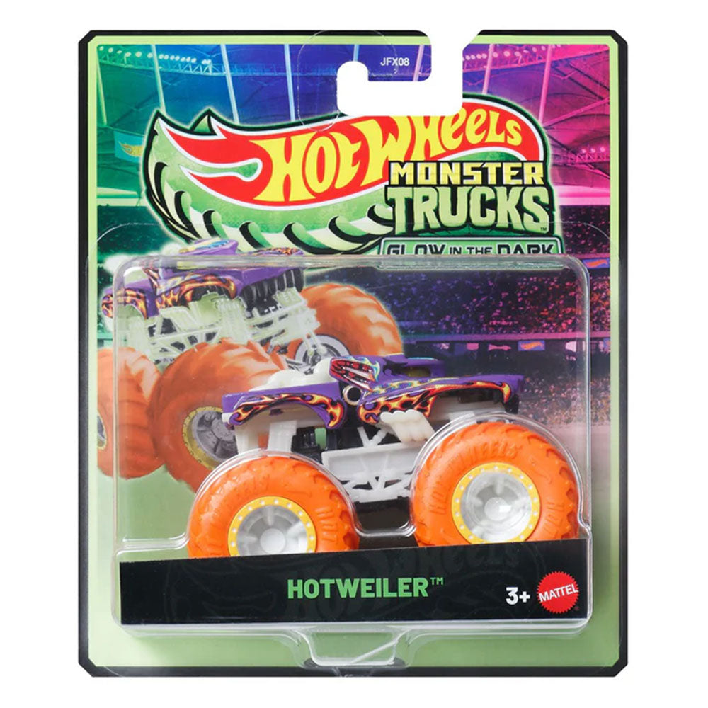HW Monster Trucks Glow in the Dark Escala 1:64 Hotweiler JFX08