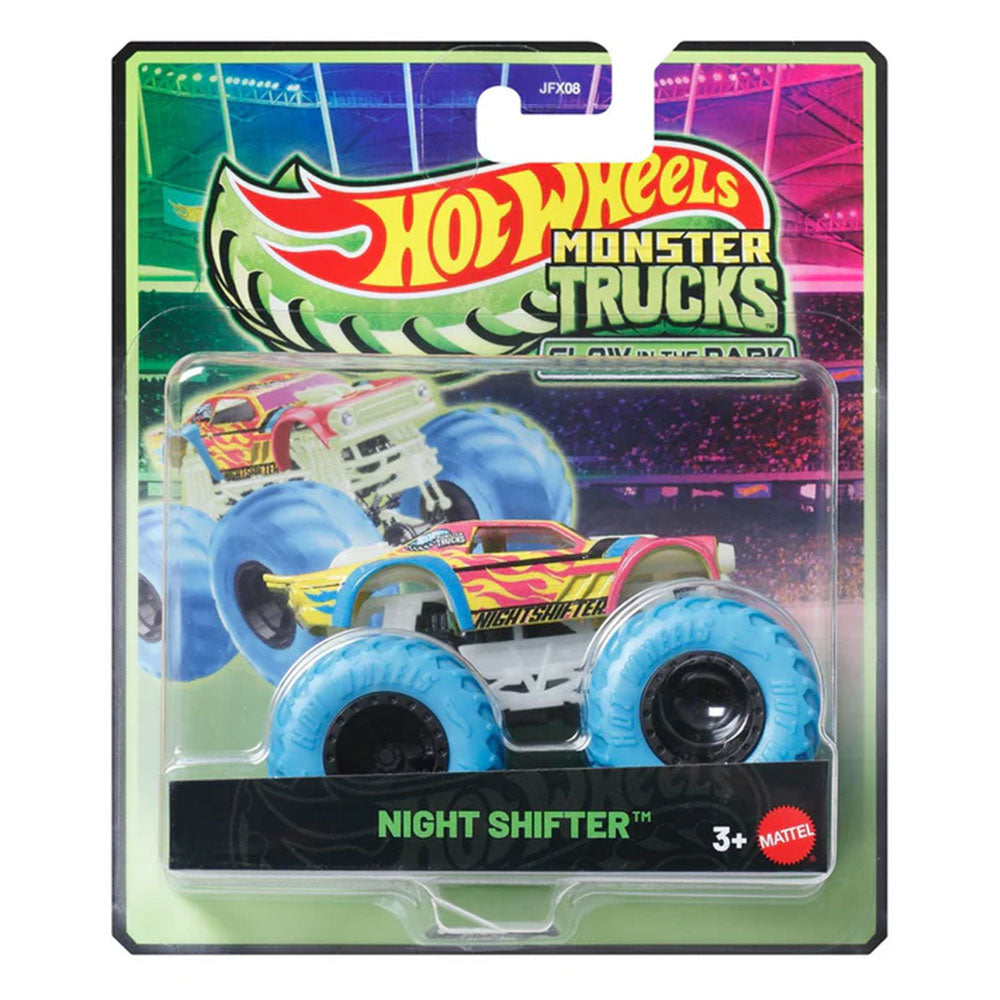 HW Monster Trucks Glow in the Dark Escala 1:64 Night Shifter JFX08