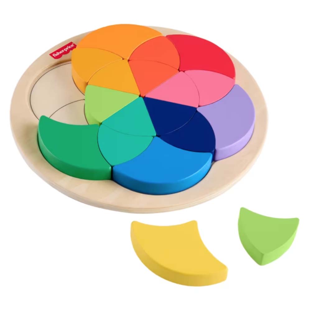 Fisher Price Rompecabezas de Rueda de Colores de Madera JFG12, rompecabezas de madera