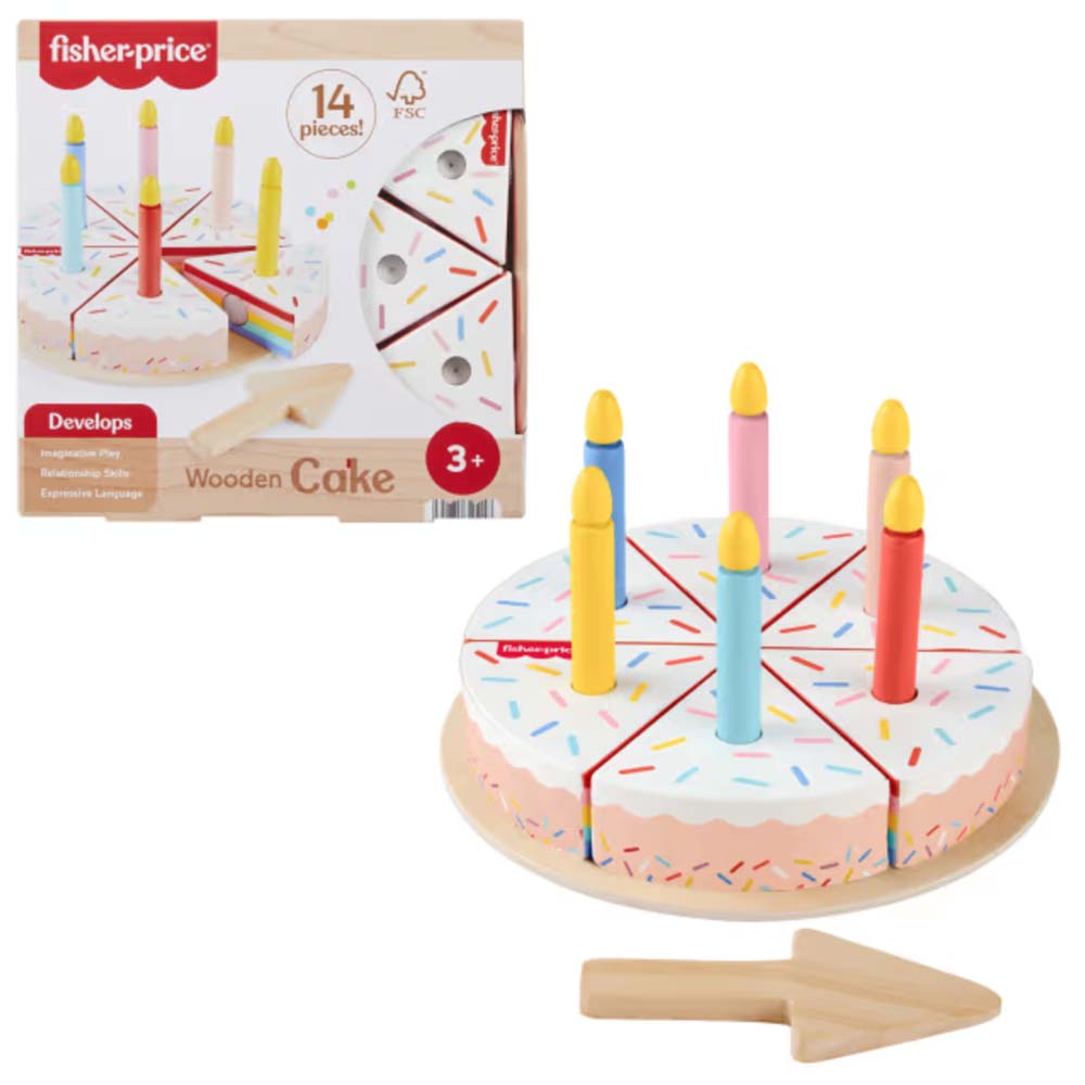 Fisher Price Pastel de Cumpleaños de Madera JGR82, juguetes didácticos