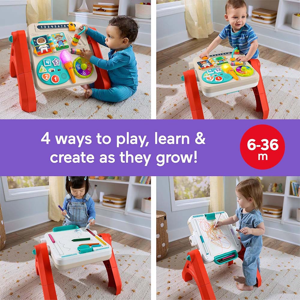 Fisher-Price Mesa de actividades 4 en 1 JGW86, juguetes didácticos