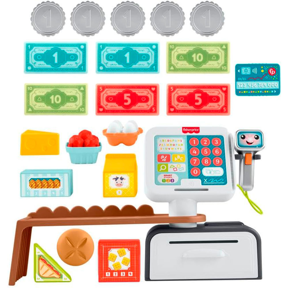 Fisher-Price Ríe y Aprende Caja Registradora Escanea y Aprende JGX01, juguetes para primera infancia