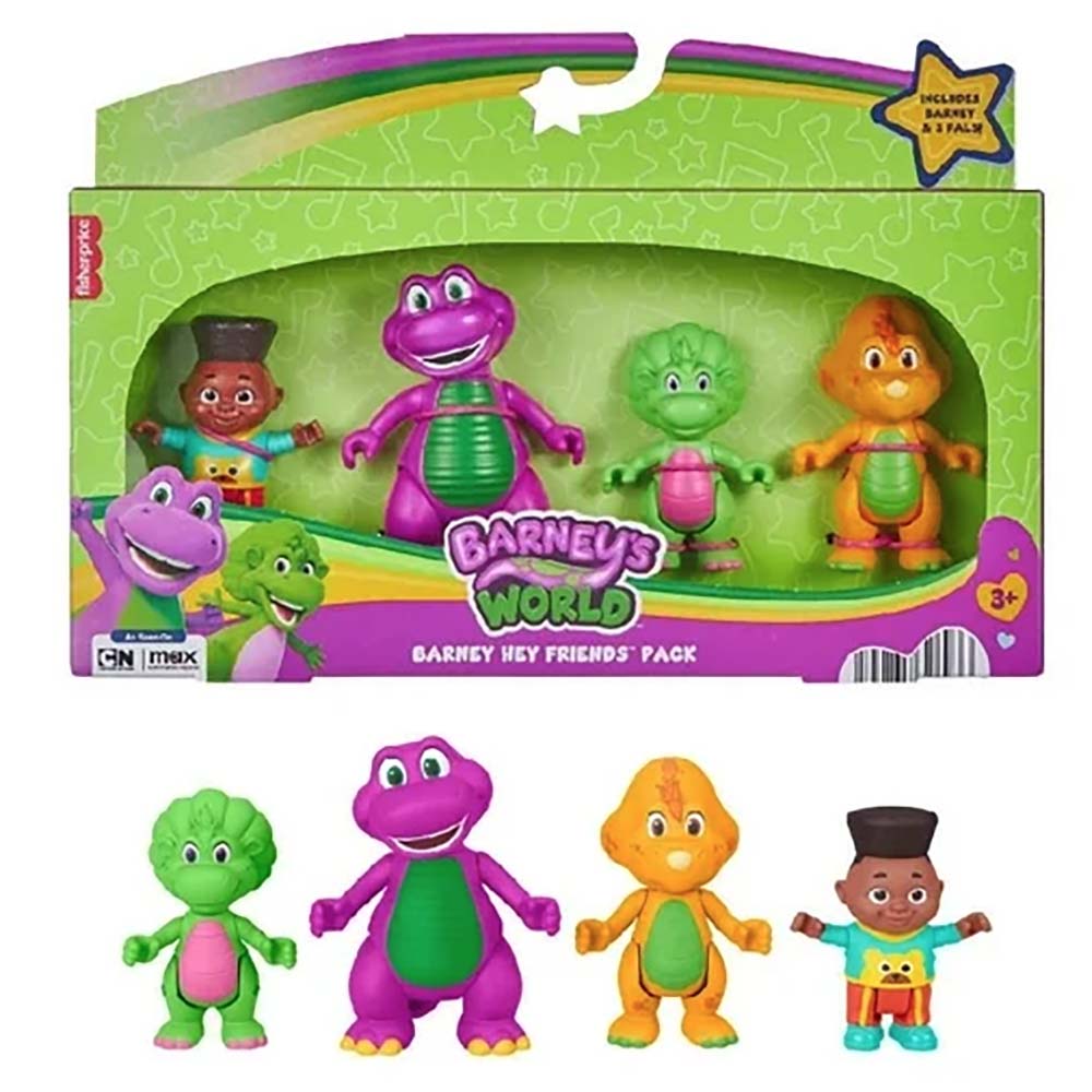 Barney's World Paquete de 4 Figuras de Amiguitos JHB26, figuras de acción