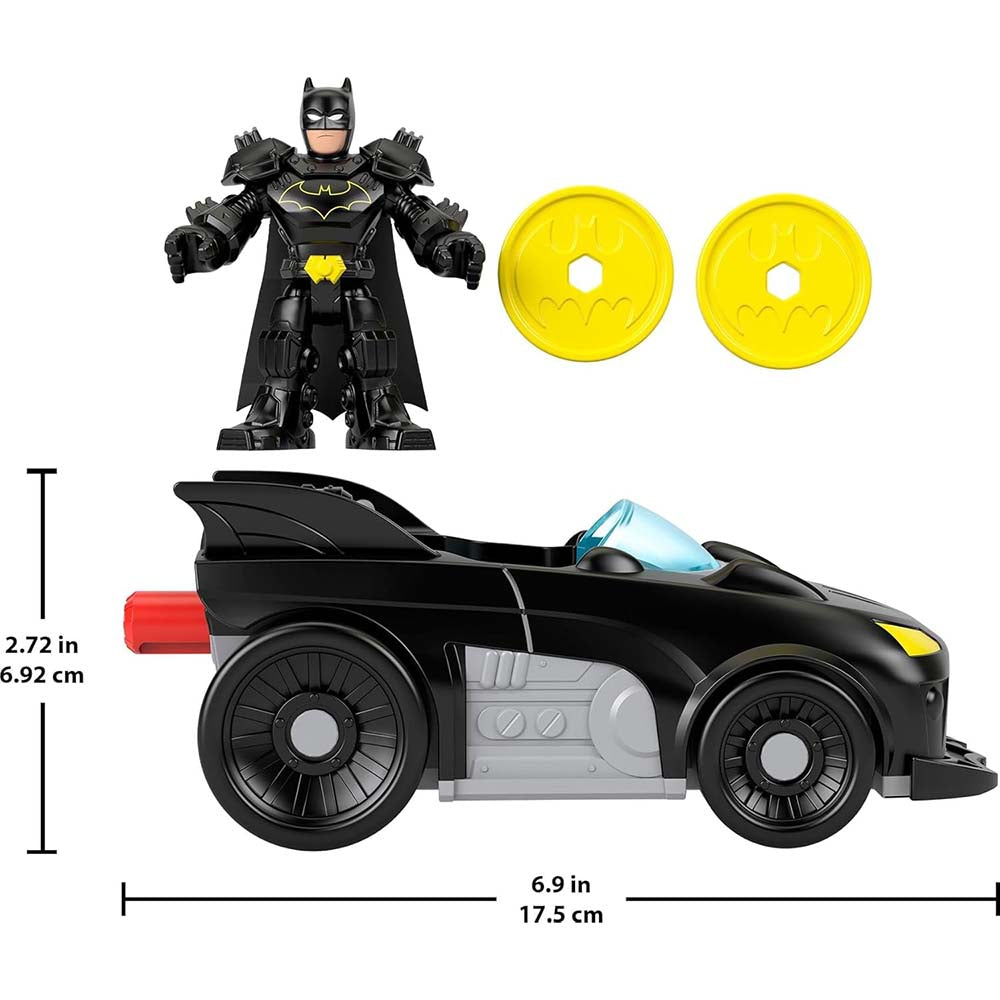 Imaginext DC Super Friends Batimóvil Metal Force y Batman JFJ68, vehículos de juguete