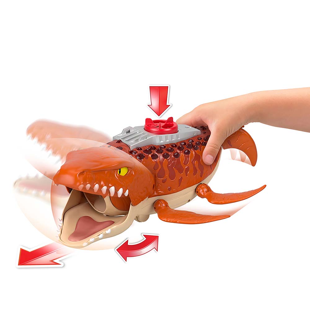 Imaginext Jurassic World Rebirth Aquachomp Chase Mosasaurus JFR23, figuras de acción