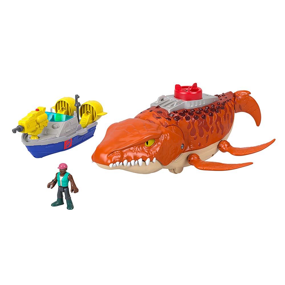 Imaginext Jurassic World Rebirth Aquachomp Chase Mosasaurus JFR23, figuras de acción