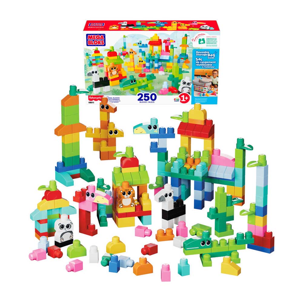 MEGA BLOKS Paquete de 200 Bloques ¡Construye tus Animales Favoritos! JCF93, sets de construcción