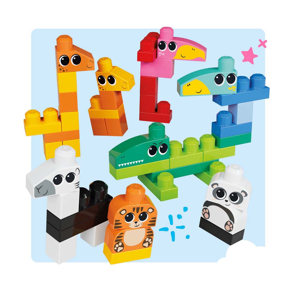 MEGA BLOKS Paquete de 200 Bloques ¡Construye tus Animales Favoritos! JCF93, sets de construcción