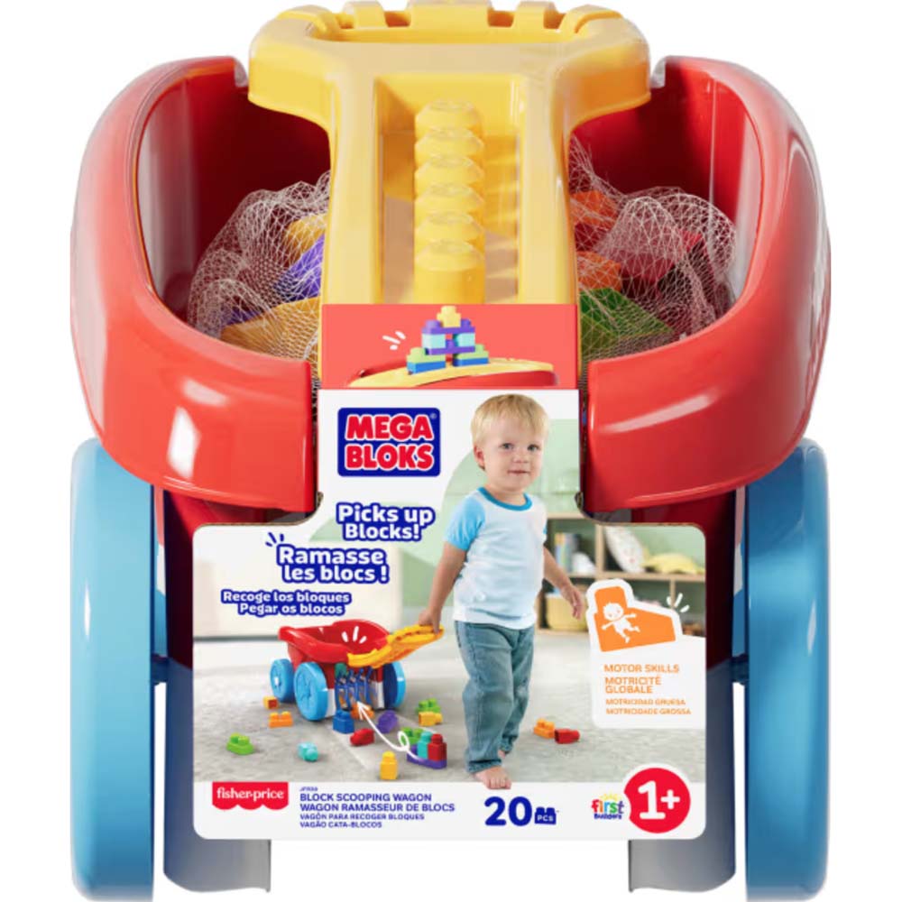 MEGA BLOKS First Builders Vagón de construcción con almacenamiento (20 piezas) JFR30