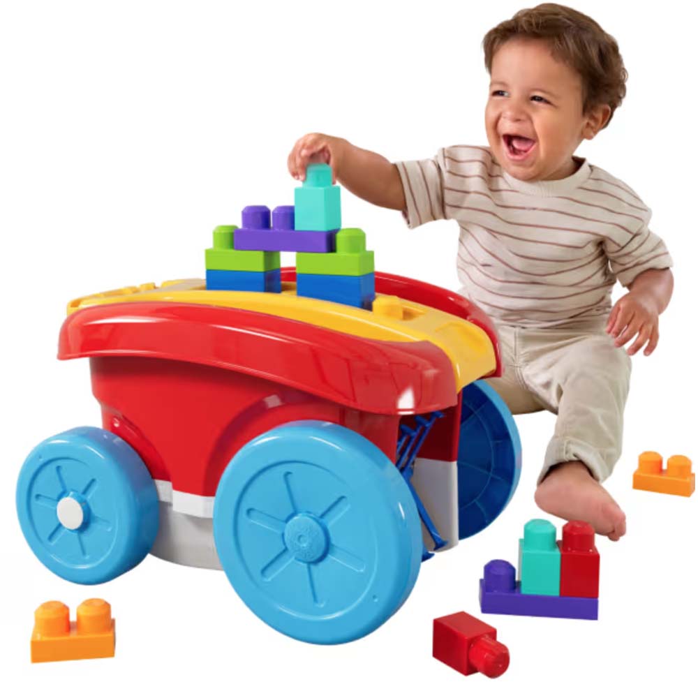 MEGA BLOKS First Builders Vagón de construcción con almacenamiento (20 piezas) JFR30, sets de construcción
