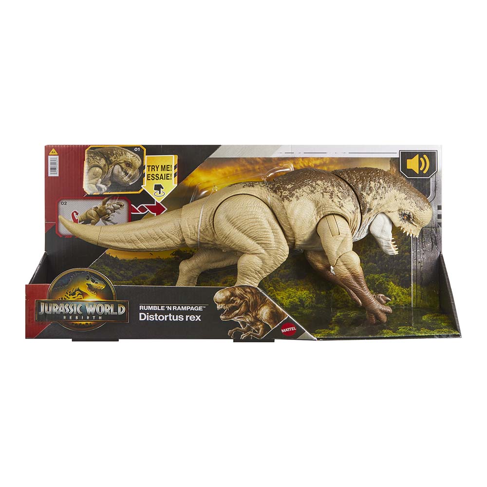 Jurassic World Rebirth Rumble 'n Rampage Distortus Rex JGB58, figuras de acción