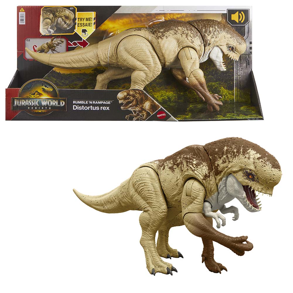 Jurassic World Rebirth Rumble 'n Rampage Distortus Rex JGB58, figuras de acción