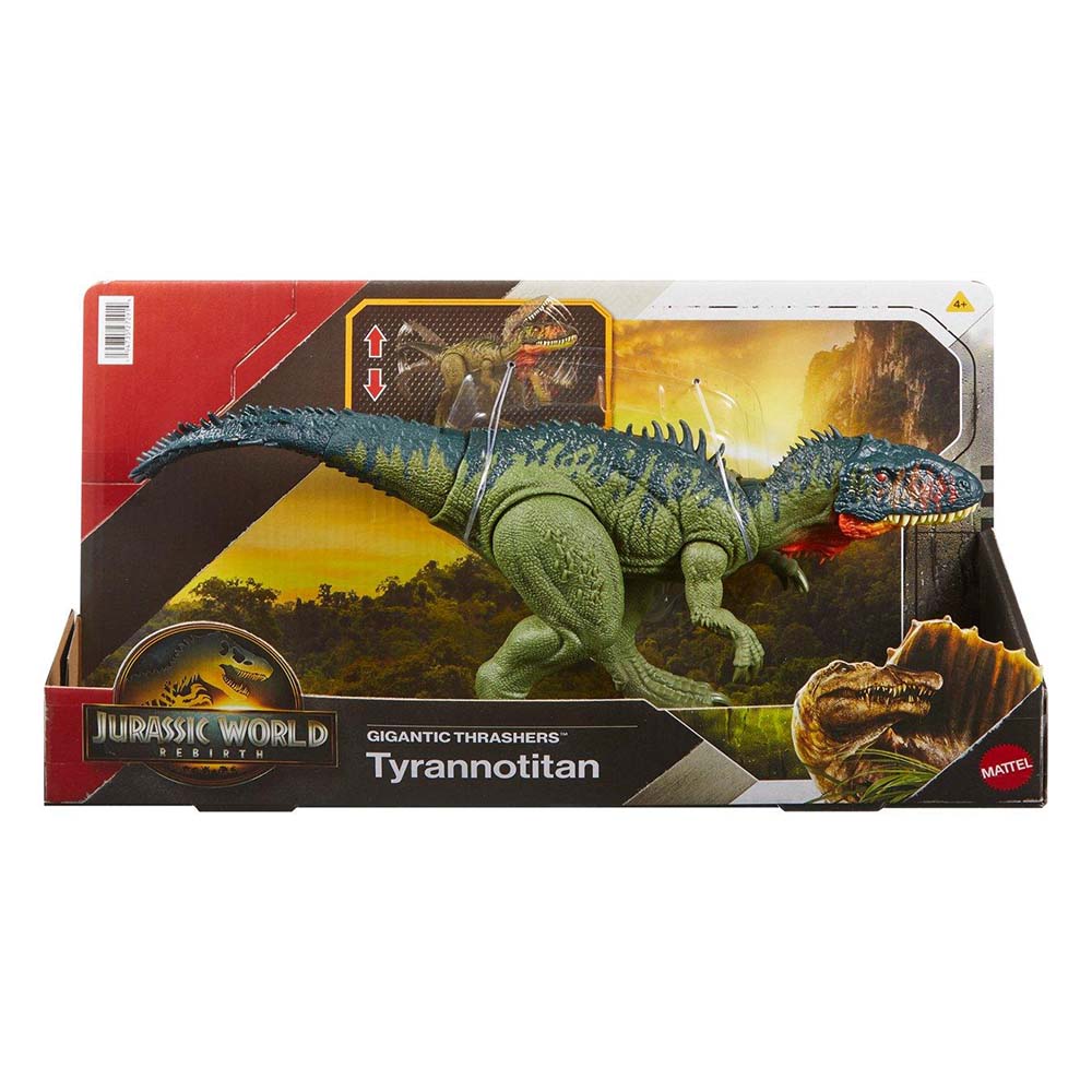 Jurassic World Rebirth Gigantic Thrashers Tyrannotitan JGB92, figuras de acción