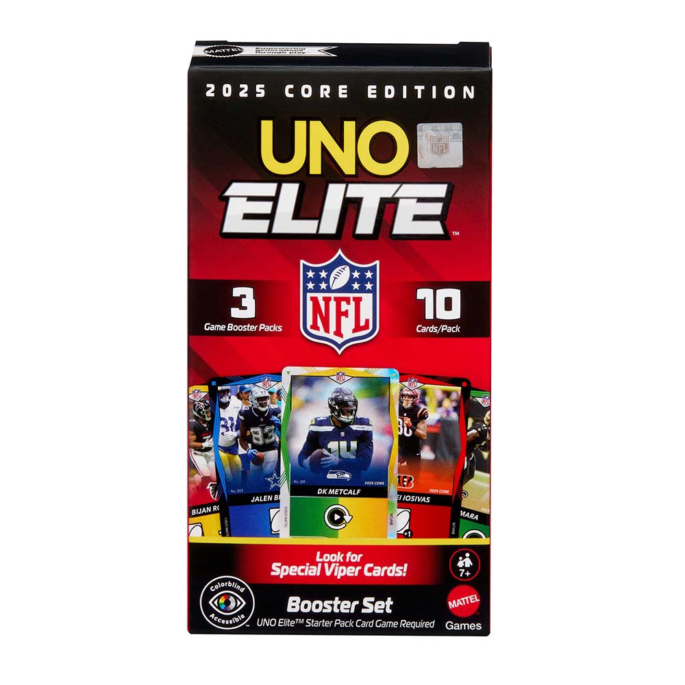 UNO Elite NFL Juego de Cartas Booster Set JHG47, juegos de cartas