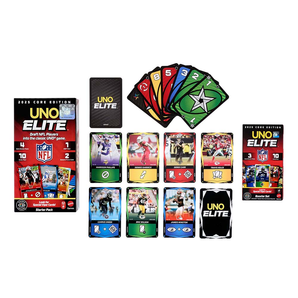 UNO Elite NFL Juego de Cartas Starter Pack JHG46, juegos de cartas