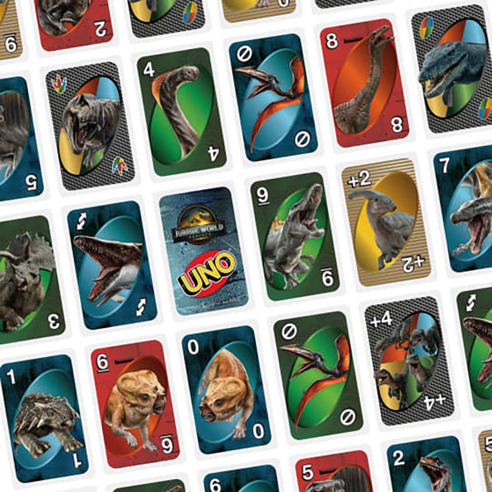 UNO Jurassic World Rebirth JFT28, juegos de cartas