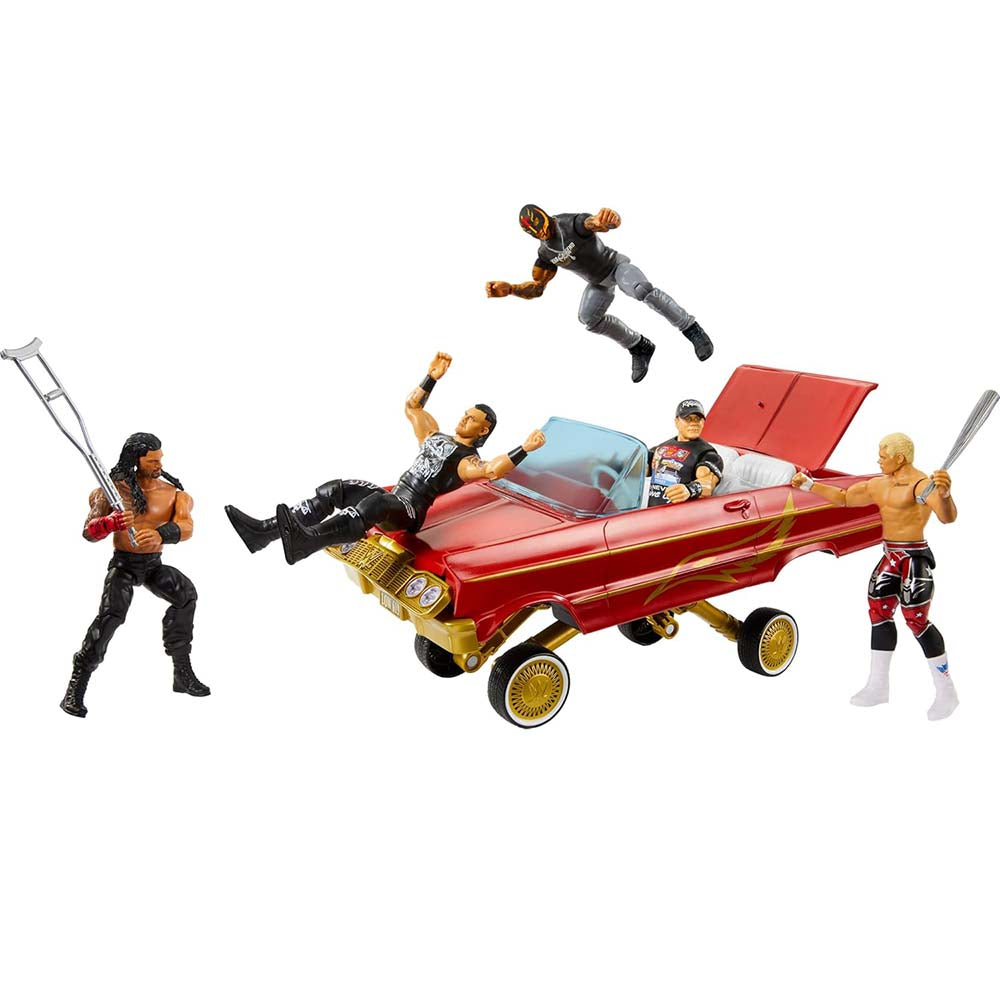 Mattel WWE Rey Mysterio y Coche Lucha Low Rider HYT25, figuras de acción