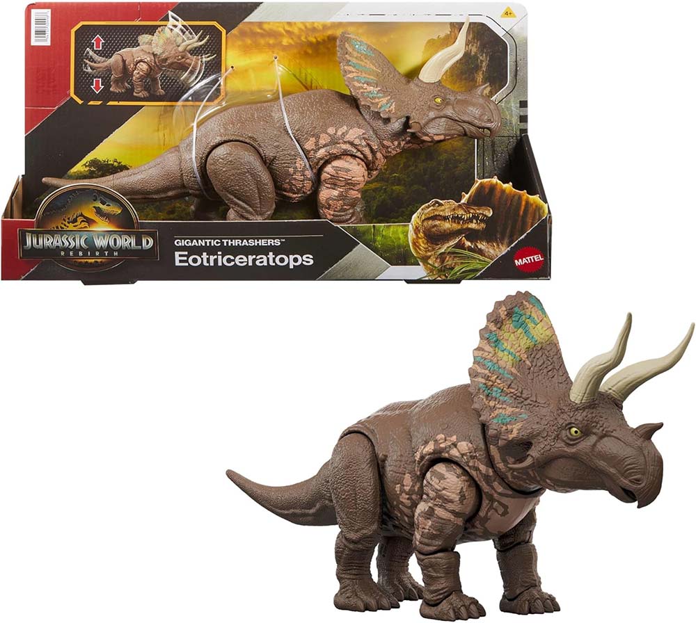 Jurassic World Rebirth Rastreadores Gigantes Eotriceratops JGB93, figuras de acción