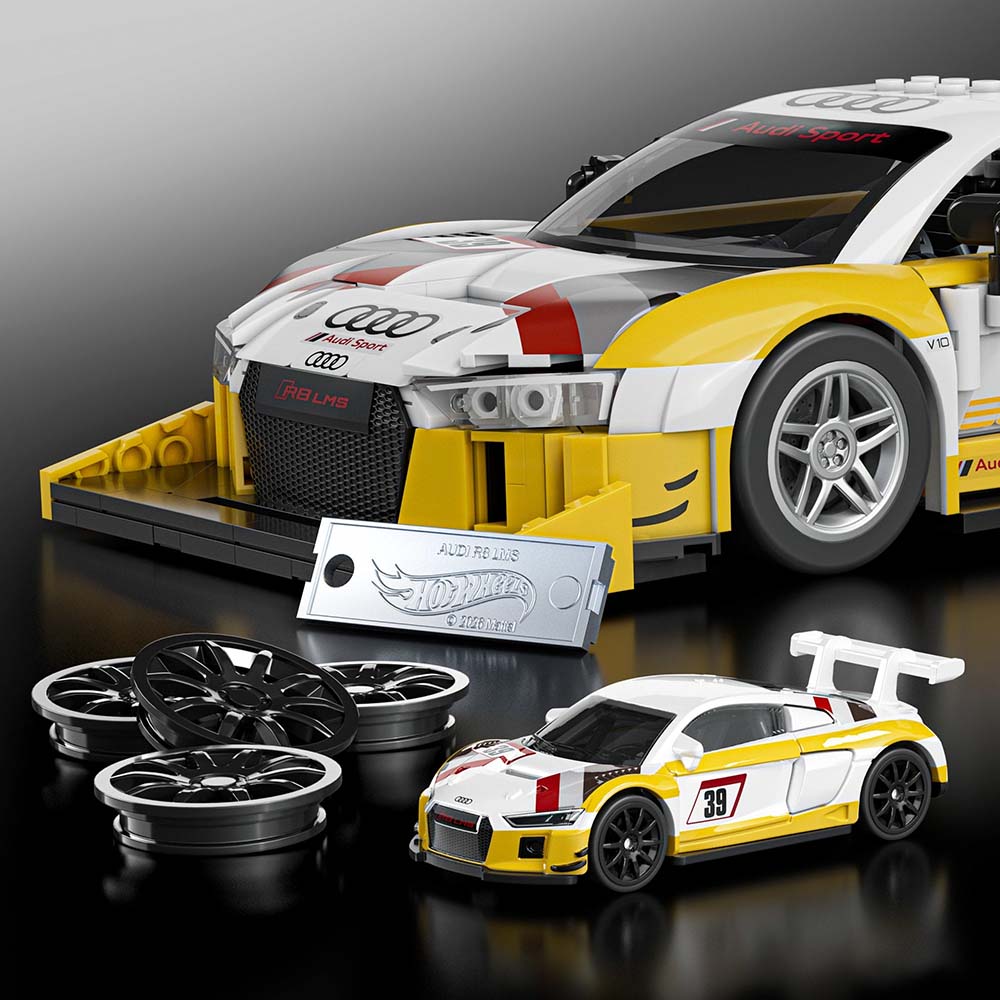 Mattel Brick Shop Hot Wheels Elite ’15 Audi R8 LMS JFT18, sets de construcción