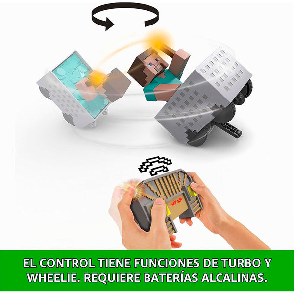 Mattel Minecraft Minecart RC con Steve: Vehículo Teledirigido - Edad 6+
