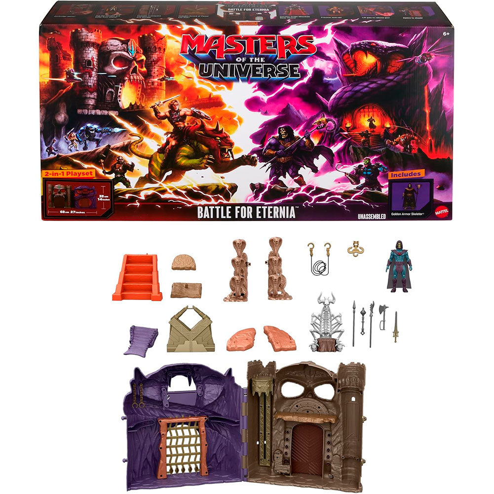Mattel Masters of the Universe Battle for Eternia: Set de Juego 2 en 1 con Figura de Skeletor - Edad 6+