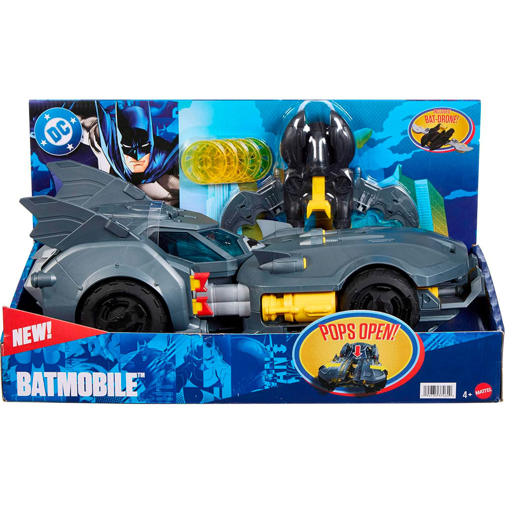 Mattel DC Batmobile Bat-Link: Vehículo de Batman con Bat-Drone y Discos - Edad 4+