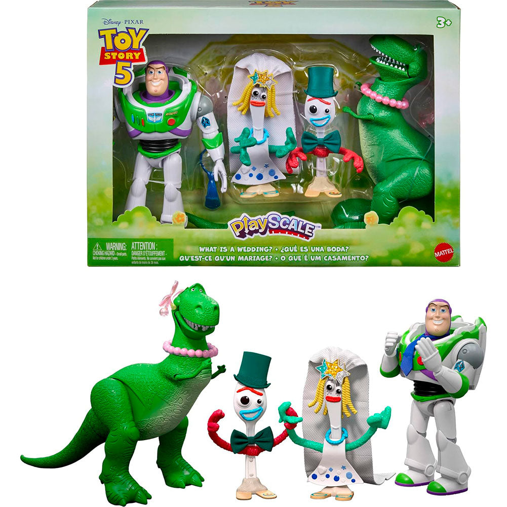 Mattel Pixar Toy Story 5 ¿Qué es una Boda?: Pack de 4 Figuras de 7 Pulgadas - Edad 3+