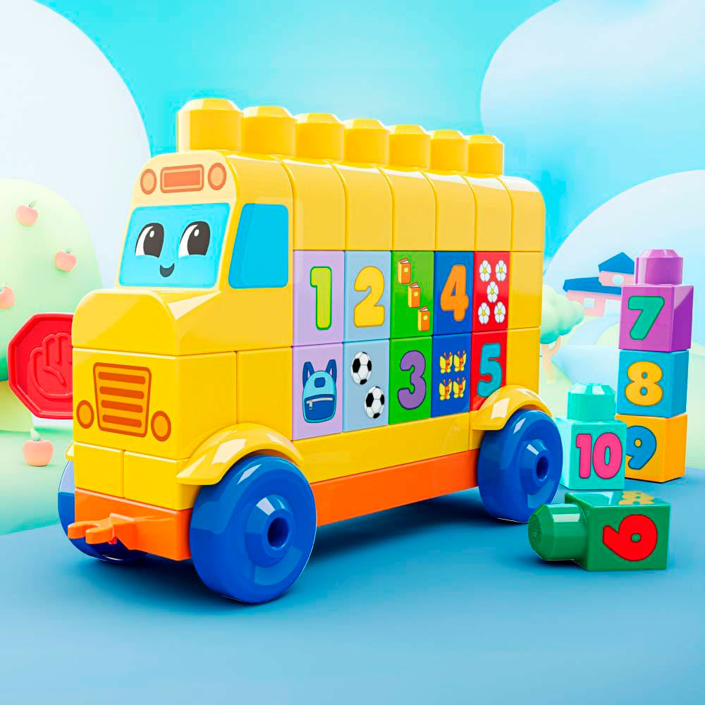 MEGA BLOKS Autobús de Números Arma y Cuenta JKG34, sets de construcción