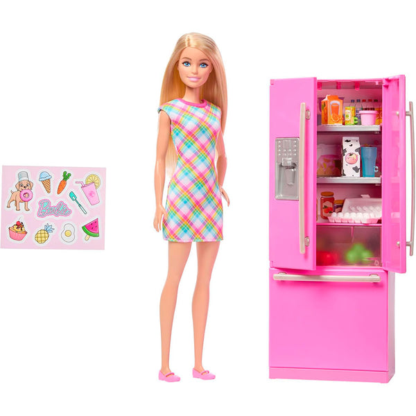 Barbie Muñeca con Set de Cocina y Refrigerador JKB52