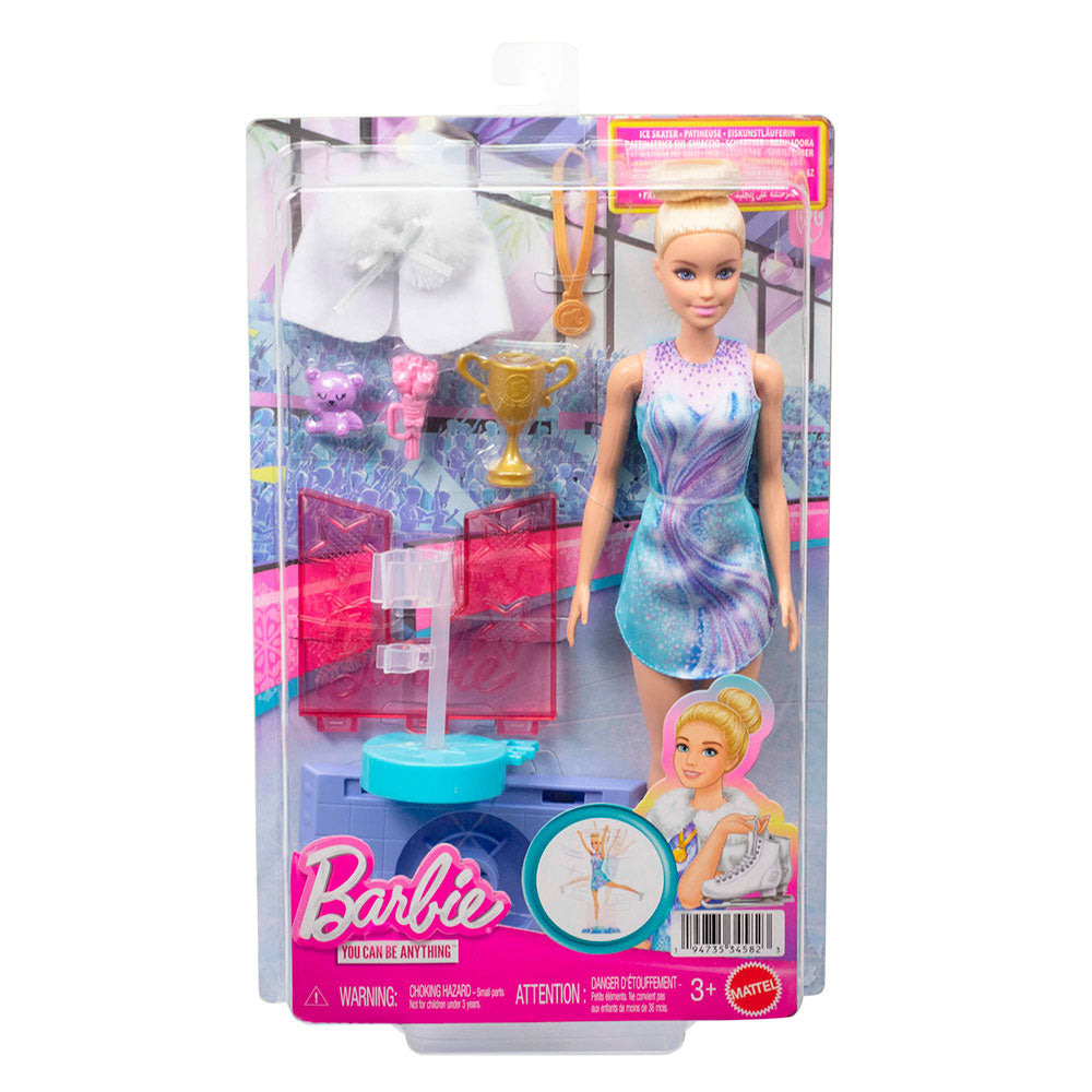 Barbie Profesiones Patinadora sobre Hielo: Muñeca Articulada con Patines y Accesorios Deportivos - Edad 3+