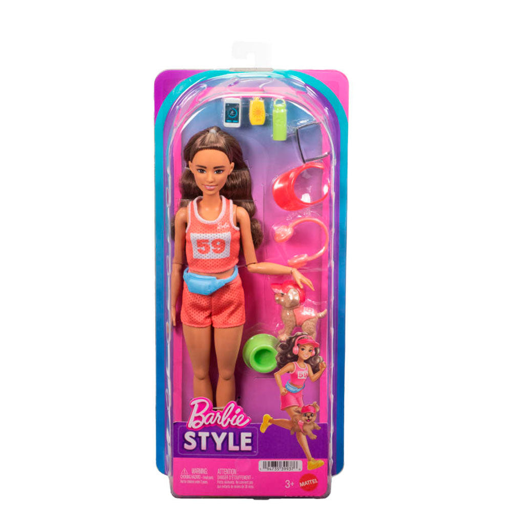 Barbie Wellness Corredora: Muñeca con Cachorro y 9 Accesorios - Edad 3+