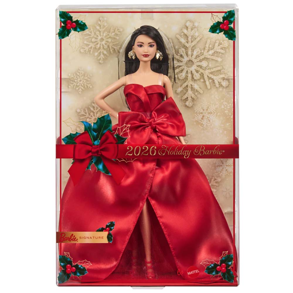 Barbie Signature Holiday 2026 – Muñeca Barbie con Cabello Castaño Oscuro JJX67
