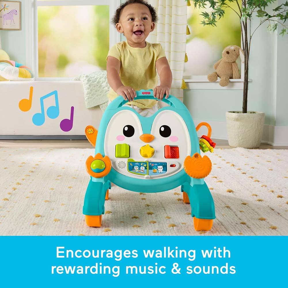 Fisher-Price Andadera Pingüino Musical 2 en 1 con Actividades JHF74, juguetes para primera infancia