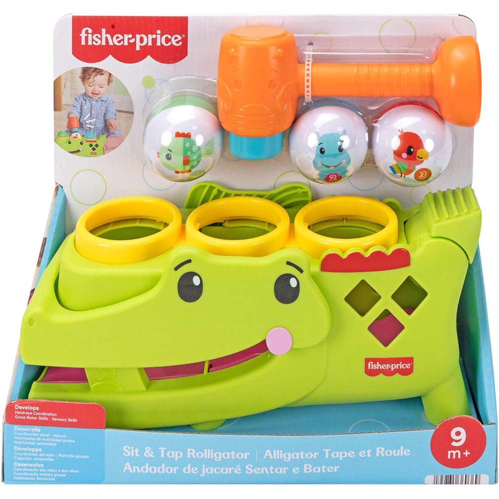 Fisher-Price Cocodrilo Golpea y Rueda con Martillo y Pelotas para Bebé JLB94