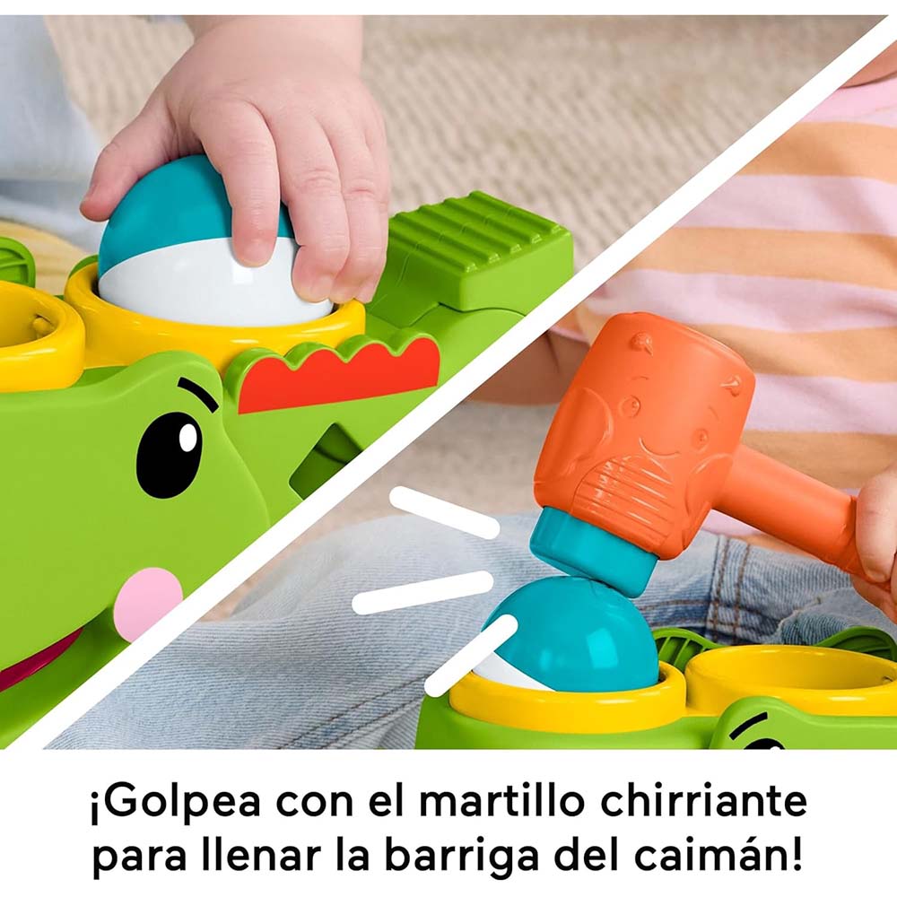 Fisher-Price Cocodrilo Golpea y Rueda con Martillo y Pelotas para Bebé JLB94, juguetes para primera infancia