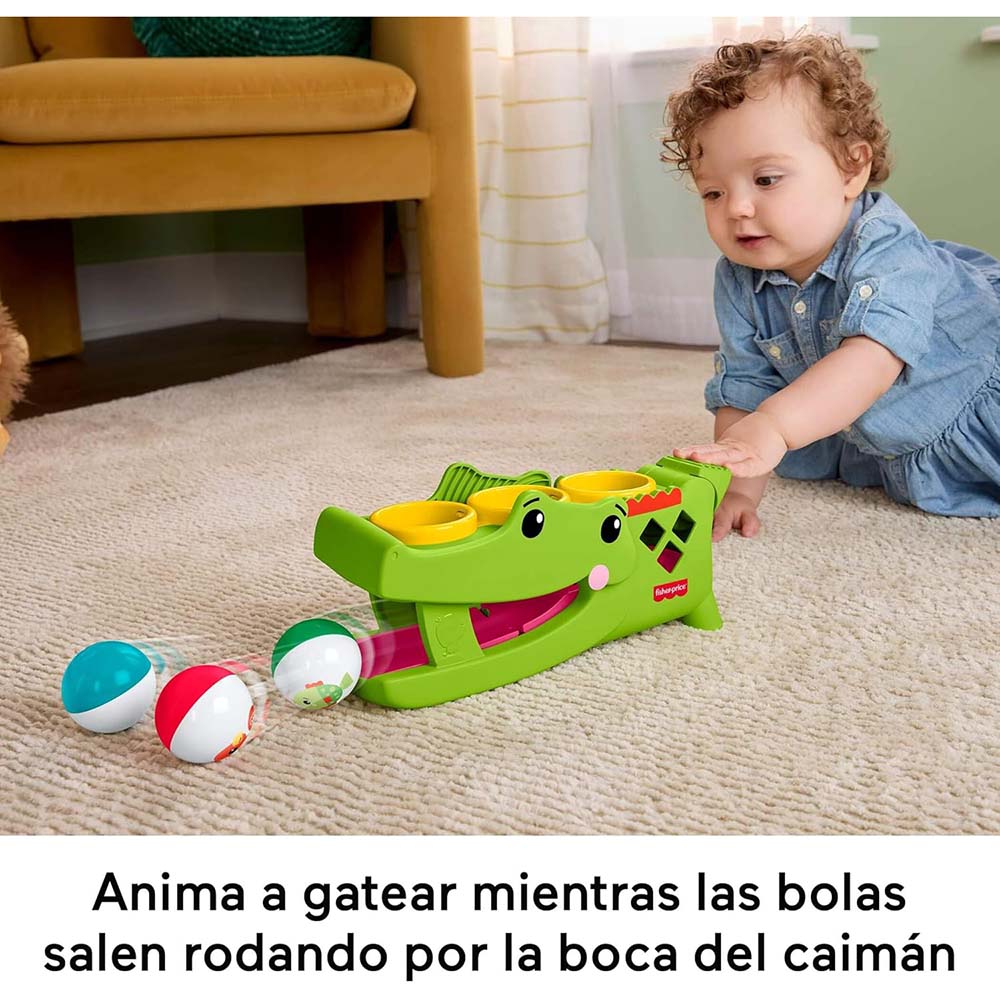 Fisher-Price Cocodrilo Golpea y Rueda con Martillo y Pelotas para Bebé JLB94, juguetes para primera infancia