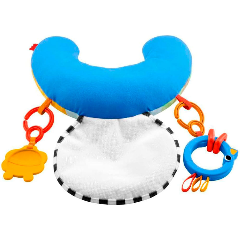 Fisher-Price Baby Cojín Colorido de Actividades: Cojín Sensorial con 2 Juguetes Mordedera y Sonaja - Edad 0+