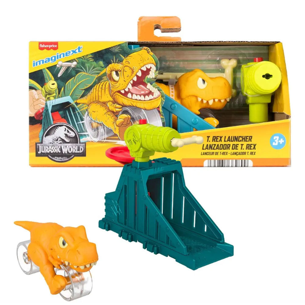 Fisher-Price Imaginext Jurassic World Lanzador T. Rex, figuras de acción y colección