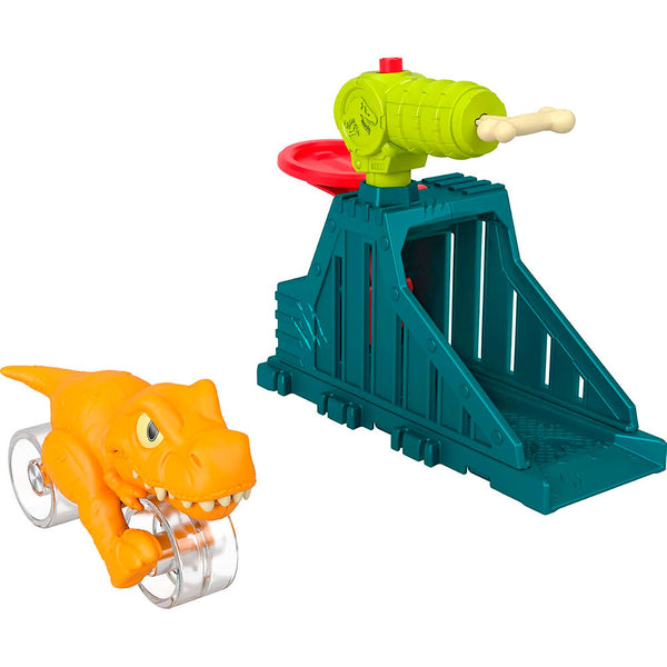 Fisher-Price Imaginext Jurassic World Lanzador T. Rex: Figura de Dinosaurio y Vehículo con Proyectil - Edad 3+