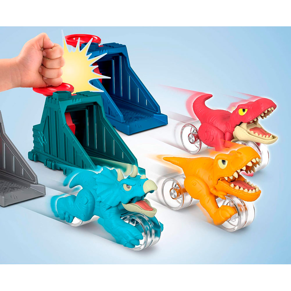 Fisher-Price Imaginext Jurassic World Lanzador T. Rex, figuras de acción y colección