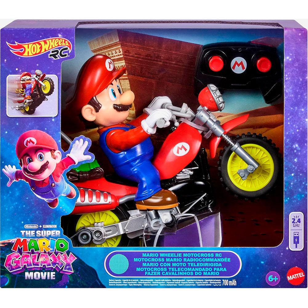 Hot Wheels RC Mario Wheelie Motocross: Motocicleta a Control Remoto - Edad 6+