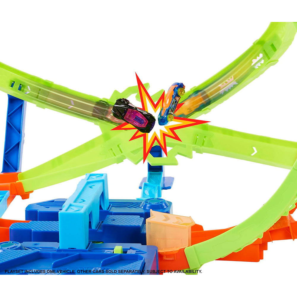 Hot Wheels Stunt Tracks Hypersphere: Pista de Choques Motorizada con Loopings y Auto a Escala 1:64 - Edad 5+