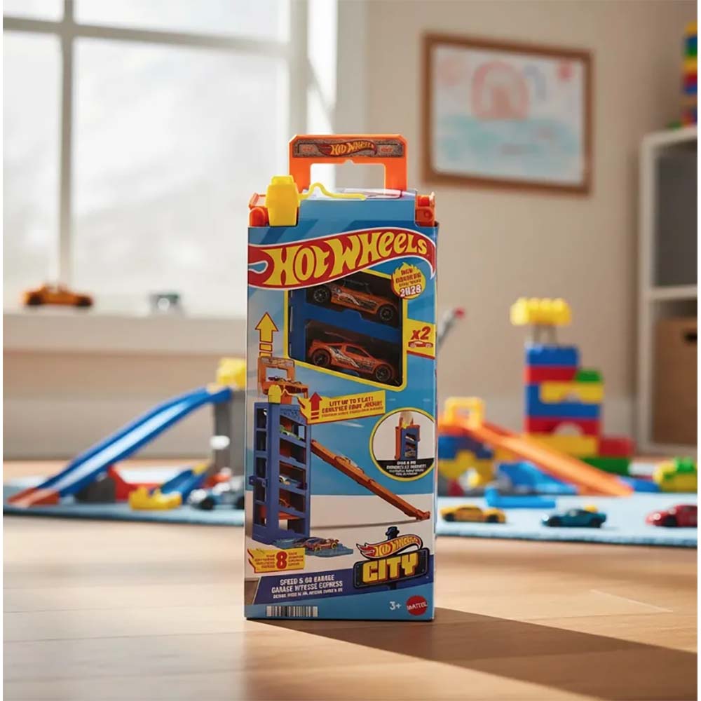 Hot Wheels City Pista de Garaje Portátil JMJ52, pistas y sets de vehículos