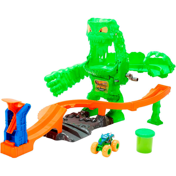 Hot Wheels Monster Trucks Mutant Monster Takedown: Pista con Auto y Slime - Edad 4+