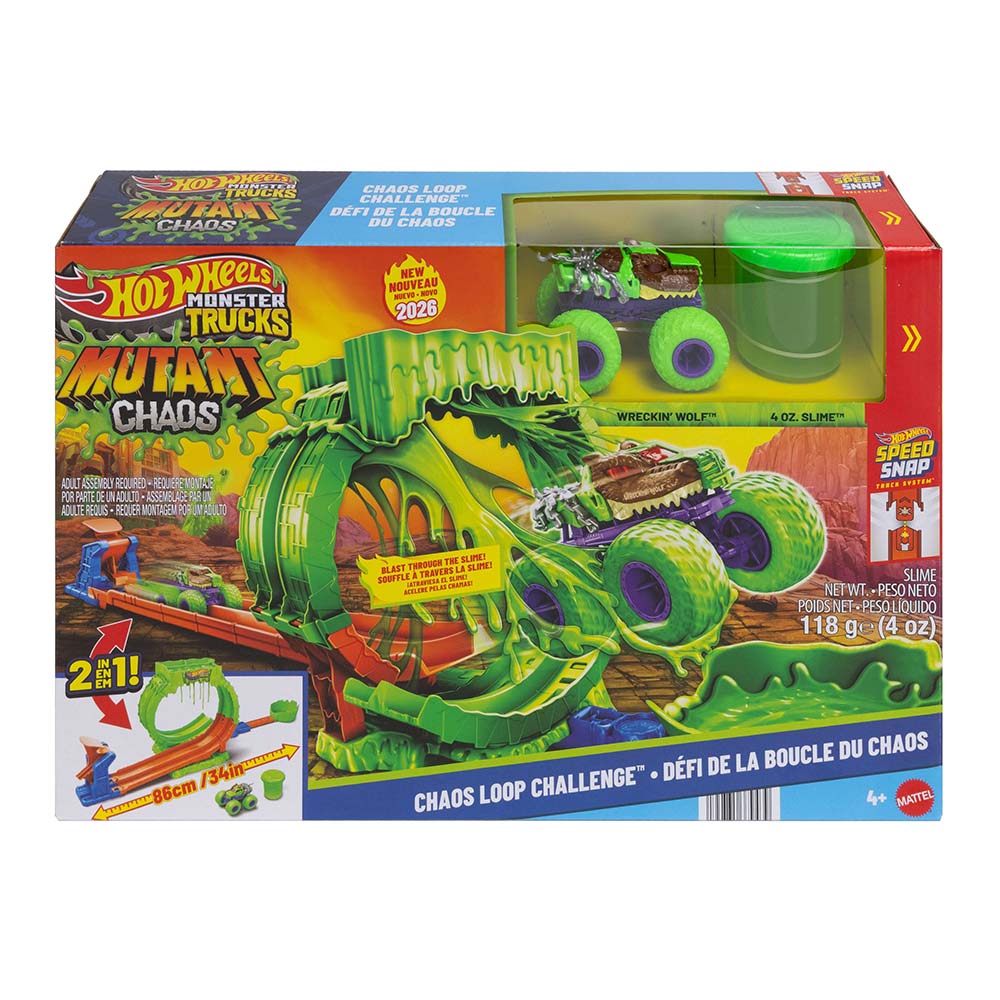 Hot Wheels Monster Trucks Mutant Chaos Loop Challenge JMK91, pistas y sets de vehículos