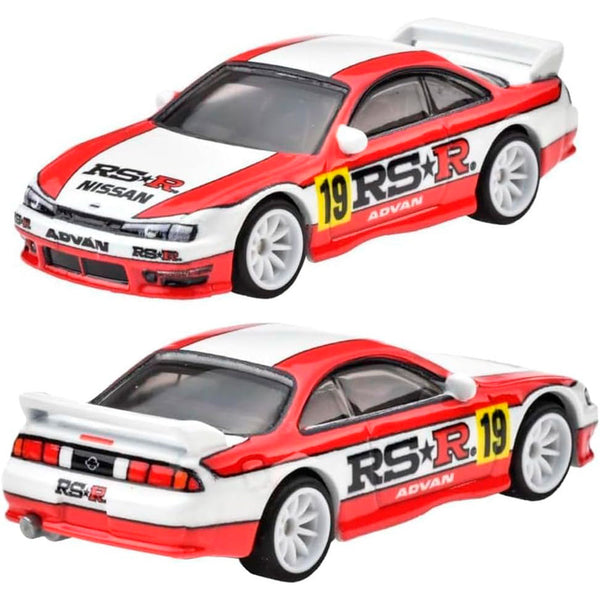 Hot Wheels Collector Cultura Automotriz Nissan 240sx & Nissan Silvia: Paquete de 2 Autos Premium 1:64 Metal/Metal con Real Riders - Edad 3+
